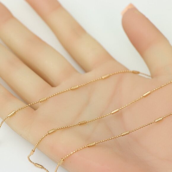 "Rose Gold Plated Beaded Necklace with Adjustable Chain, XPNL0200 - Picture 5 of 13